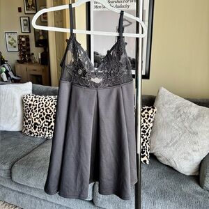 Tobi Charcoal Lace Detail Chemise